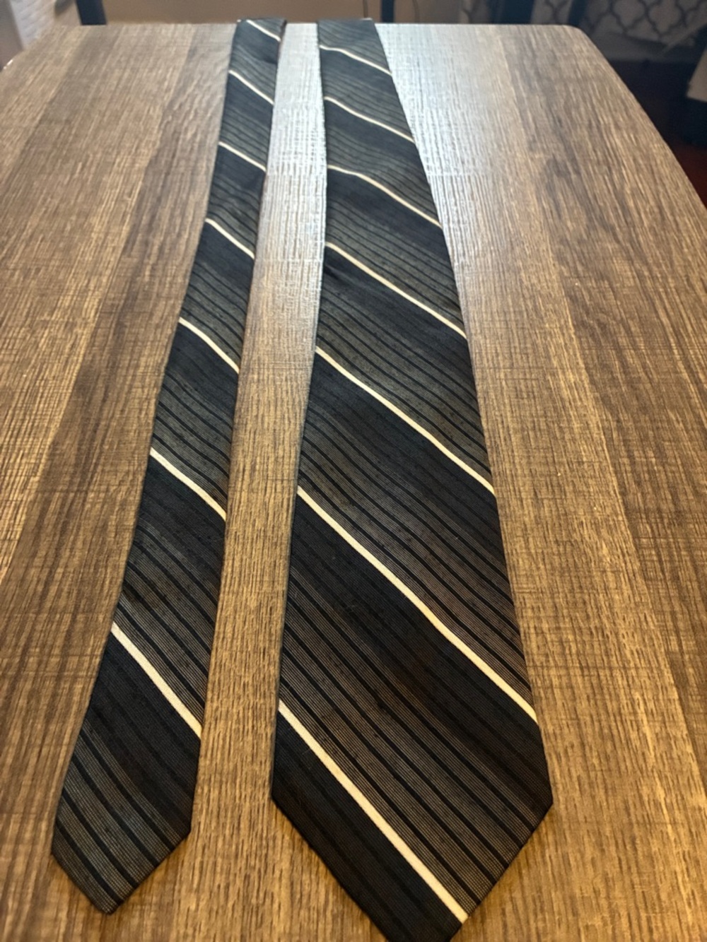 Men's Black Diagonal Stripe Tie with White Accent